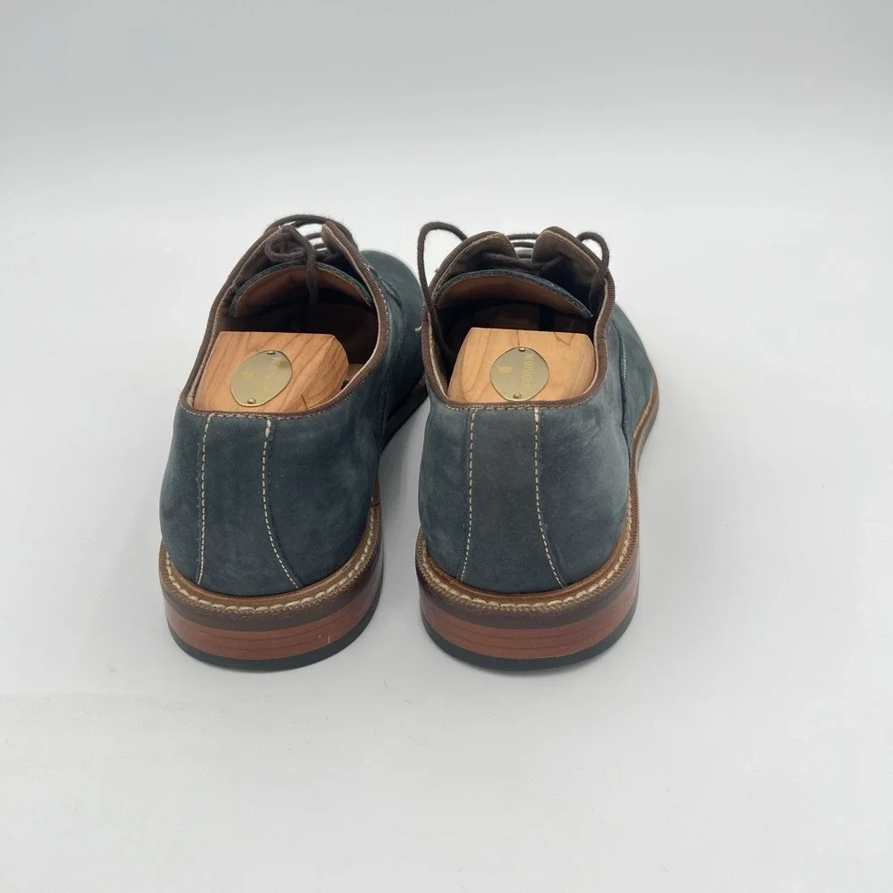 Aston Grey LEU Oxford Dress Shoes Men's 8 Navy Blue Genuine Leather Lace-Up